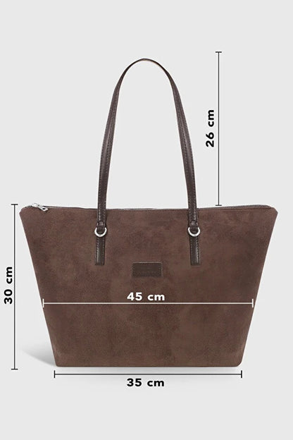 Brown Suede Shopper Bag