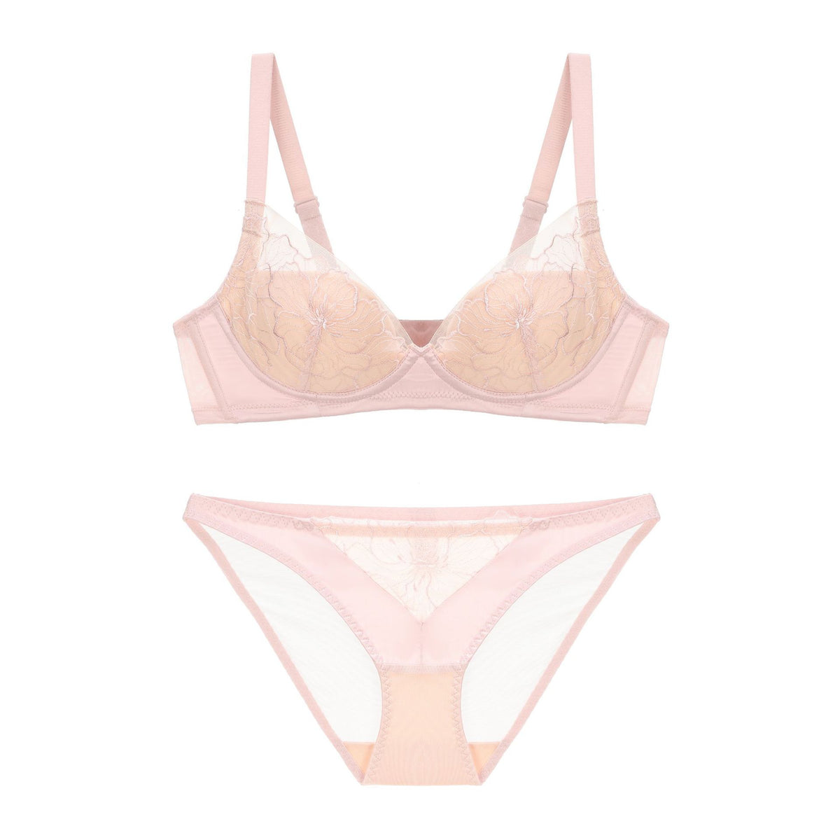 Wireless Thin Push Up Pure Lace Underwear Set