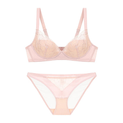Wireless Thin Push Up Pure Lace Underwear Set