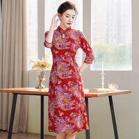 Moms SpringSummer Chinese-style Qipao Dress