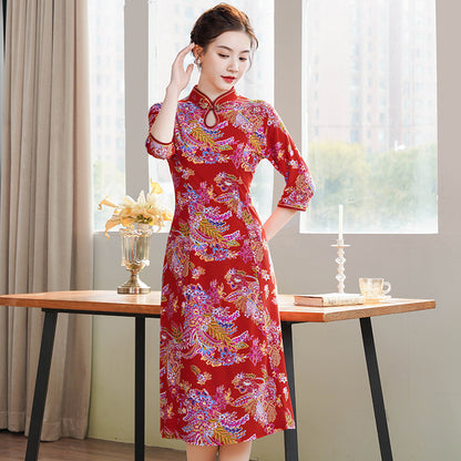 Moms SpringSummer Chinese-style Qipao Dress