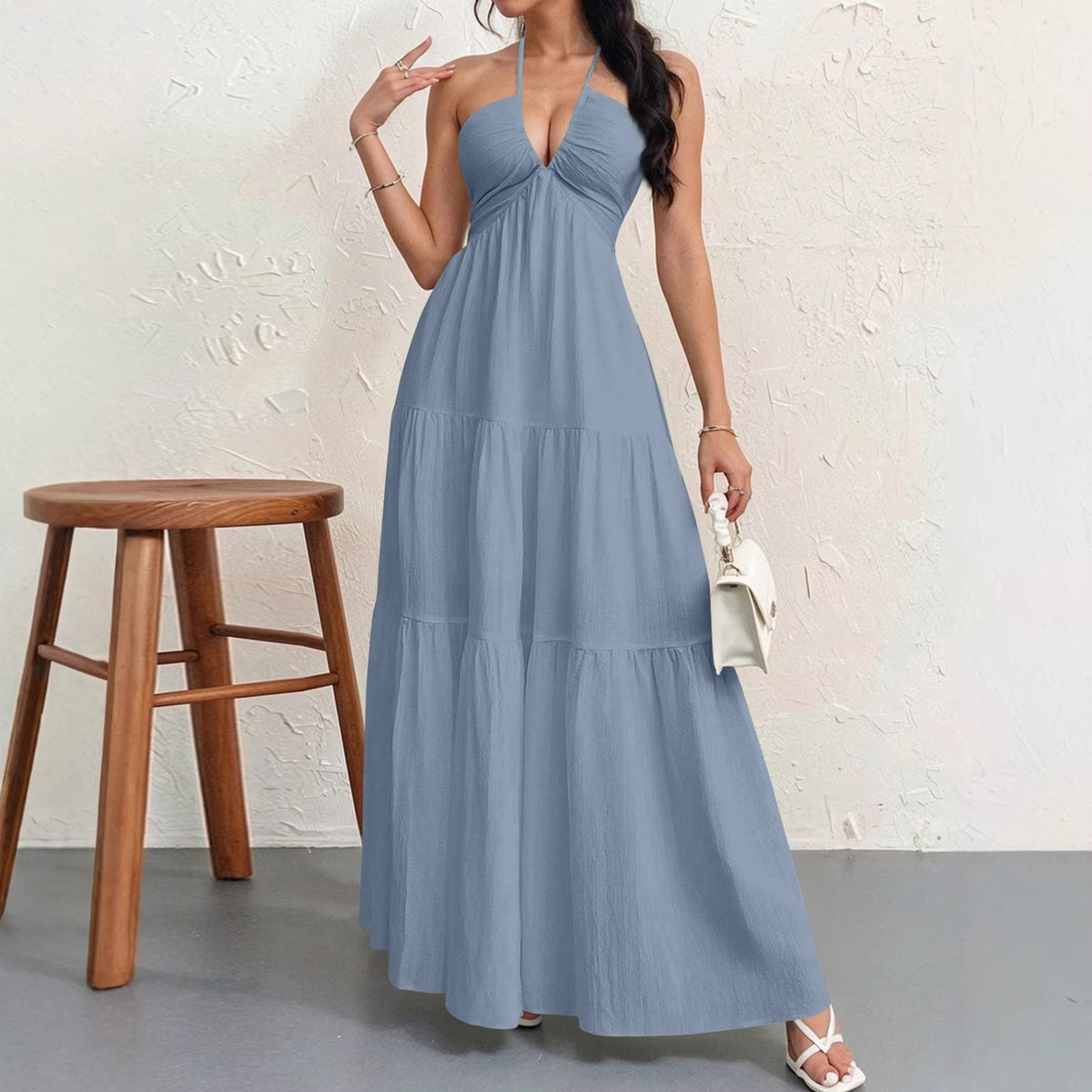 Womens Backless Halterneck Dress