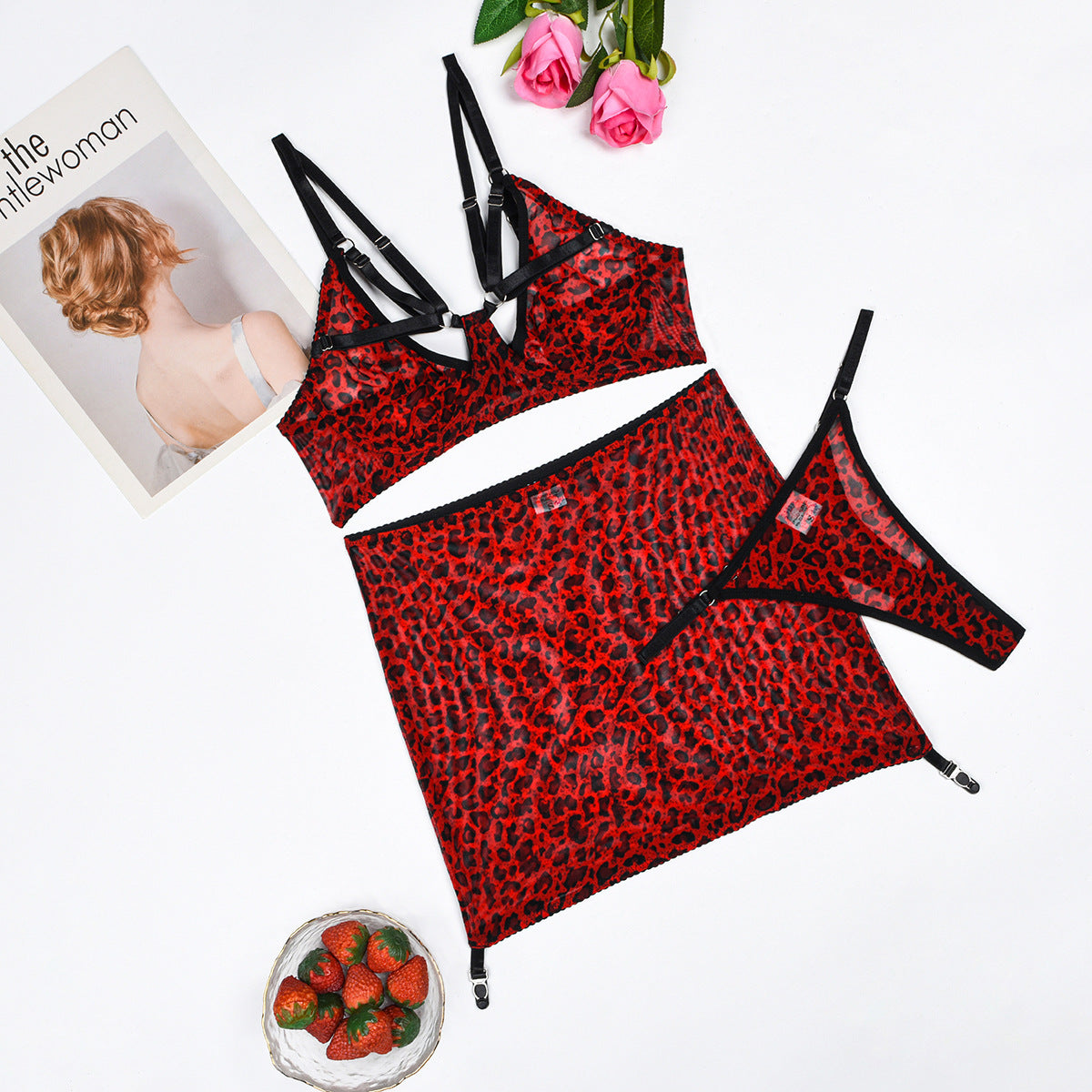 Bandage Push Up Skirt Underwear Three-piece Set