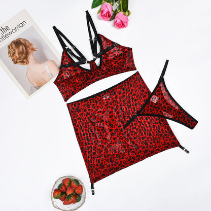 Bandage Push Up Skirt Underwear Three-piece Set