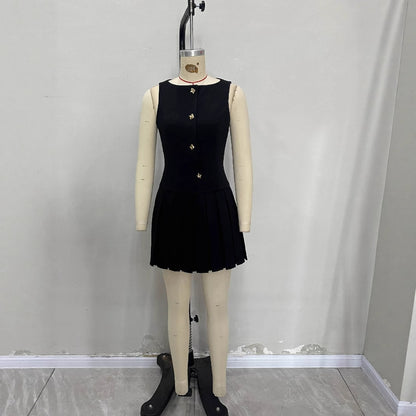 Minimalist Womens Dress With A Distinctive Pleated Cinched Waist