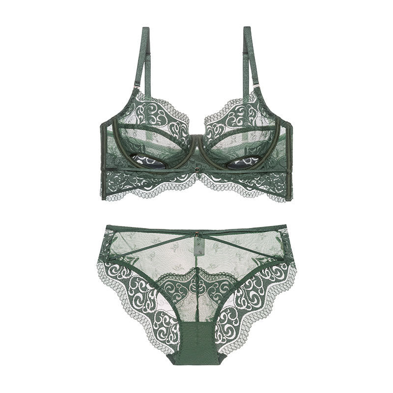 Women's Ultra-thin Lace Underwear Showing Small Breasts