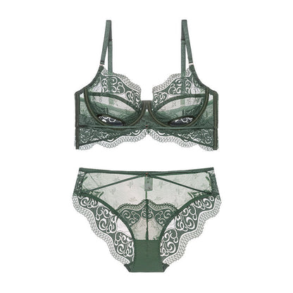 Women's Ultra-thin Lace Underwear Showing Small Breasts