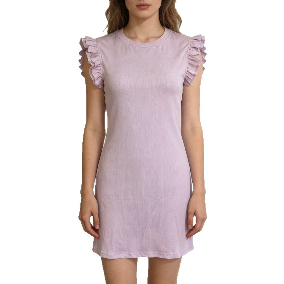 Solid-color Sleeveless Form-fitting Dress With A Crew Neck