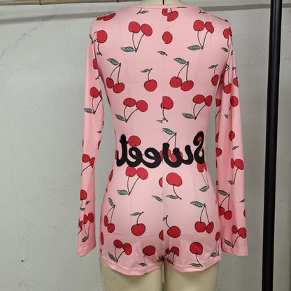 Full-body Printed Long-sleeve Underwear Bodysuit