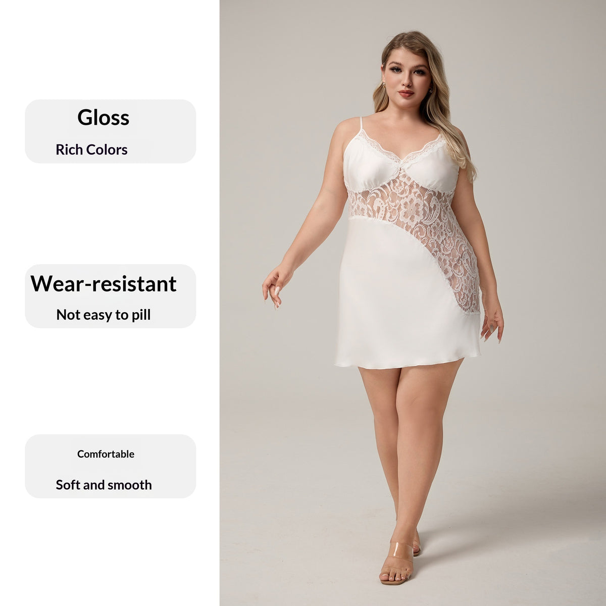 Plus-size Womens Satin Slip Nightgown