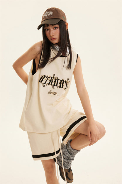 Fake Sports Vest Casual Letter Embroidered Loose Top