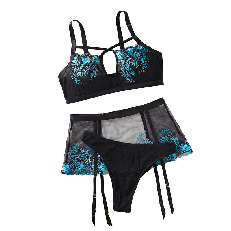 Three-piece Hollow-out Complex Underwear Set
