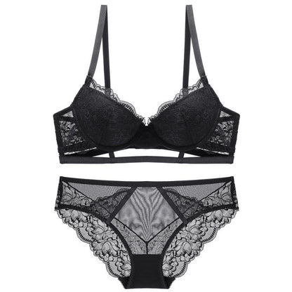 European And American Lace Underwear Women's Gather Bandage Bra Set