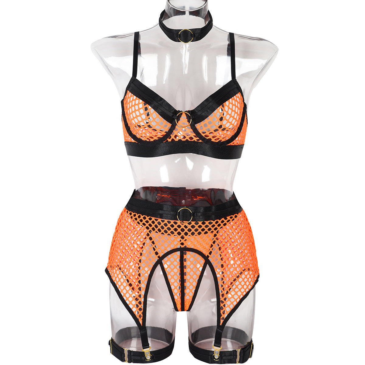 Large Mesh Stitching With Steel Ring Halter Classic Underwear