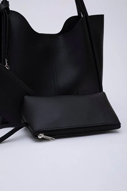 Black Faux Leather Hand And Shoulder Bag