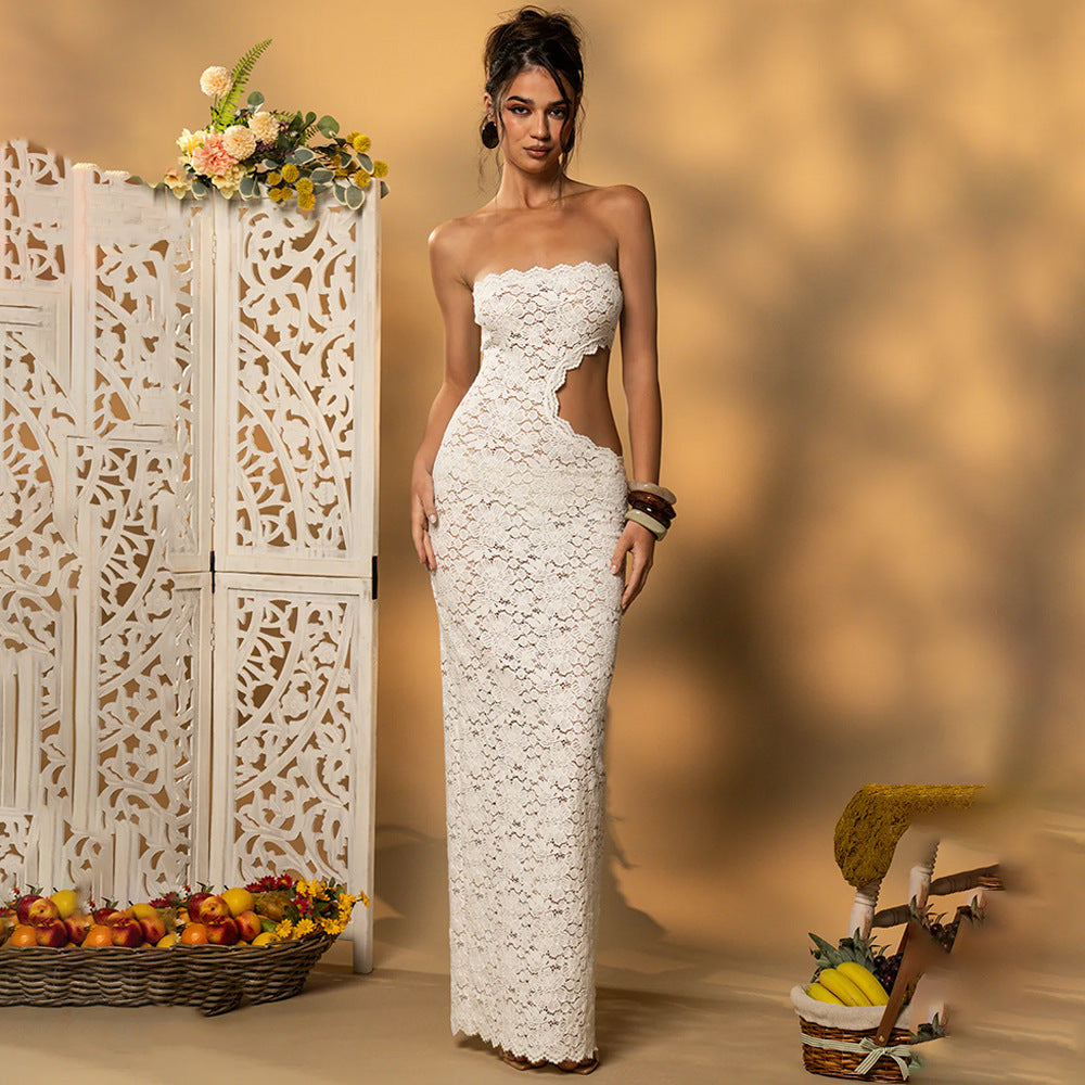 Womens Stylish Hollowed-out Slit Tube Dress
