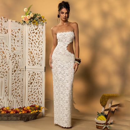 Womens Stylish Hollowed-out Slit Tube Dress