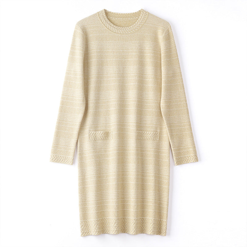 Chanel-style Long-sleeve Knit Dress For Women