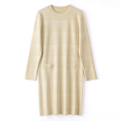 Chanel-style Long-sleeve Knit Dress For Women