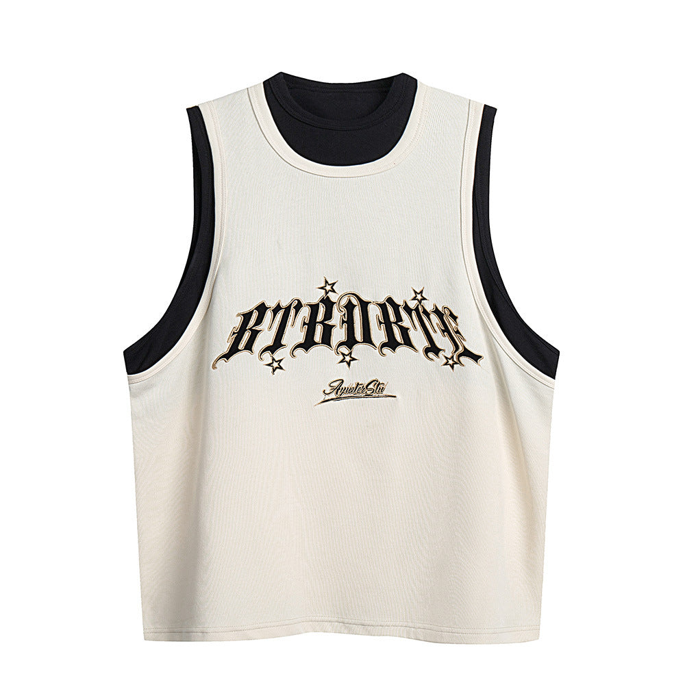 Fake Sports Vest Casual Letter Embroidered Loose Top