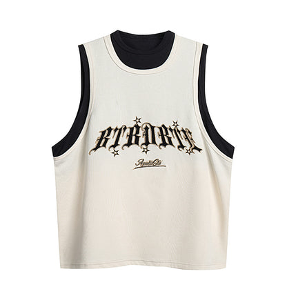 Fake Sports Vest Casual Letter Embroidered Loose Top