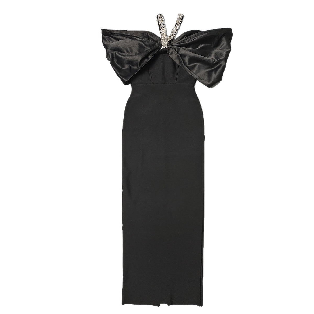 Sexy Bandage-Style Patchwork Beaded And Rhinestone-Embellished Dress For Women