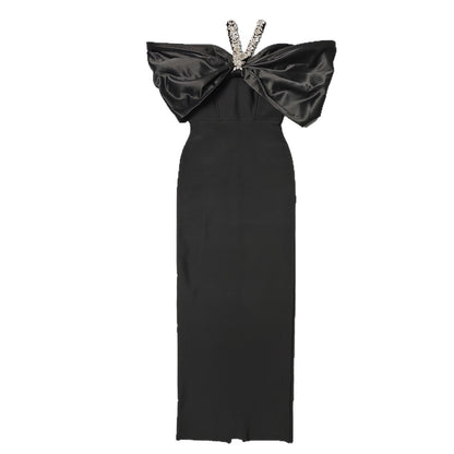Sexy Bandage-Style Patchwork Beaded And Rhinestone-Embellished Dress For Women