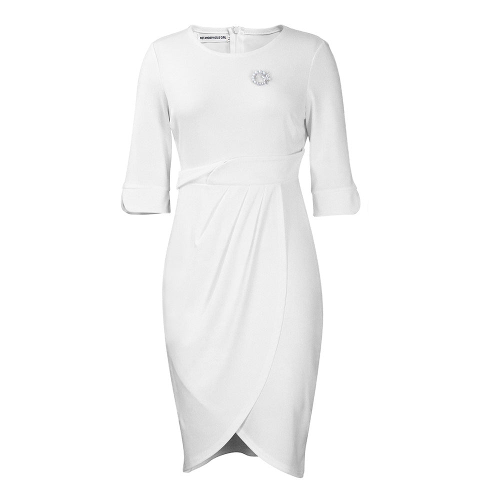 Elegant Sophisticated Pleated Dress In European And American Styles