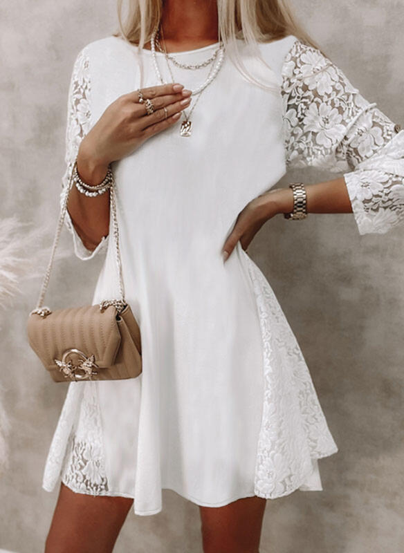 Lace Panel Slimming Mid Length Dress