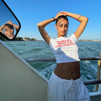 Personalized European And American Style Letter Printing Crop-top Short Sleeve T-shirt