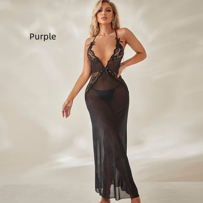 Purple Mesh Underwear Heartthrob Suspender See-through