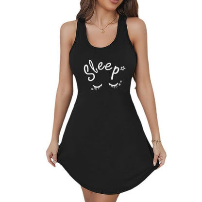 Womens Sleeveless Tank Top With A Letter-printed Skirt