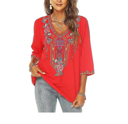 Women's Simple Printed Loose Casual Short Sleeve