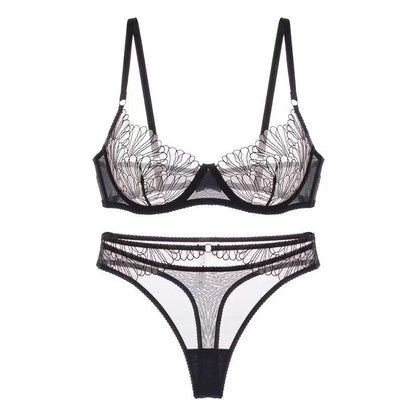 Sexy Underwear Shell Embroidery Bra Set