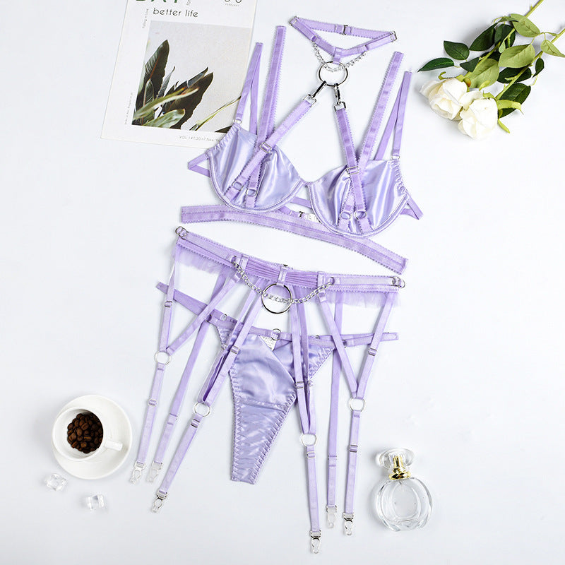 Complex Process Metal Punk Style Underwear Three Piece Suit