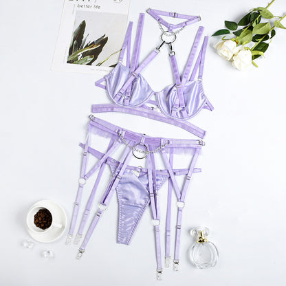Complex Process Metal Punk Style Underwear Three Piece Suit