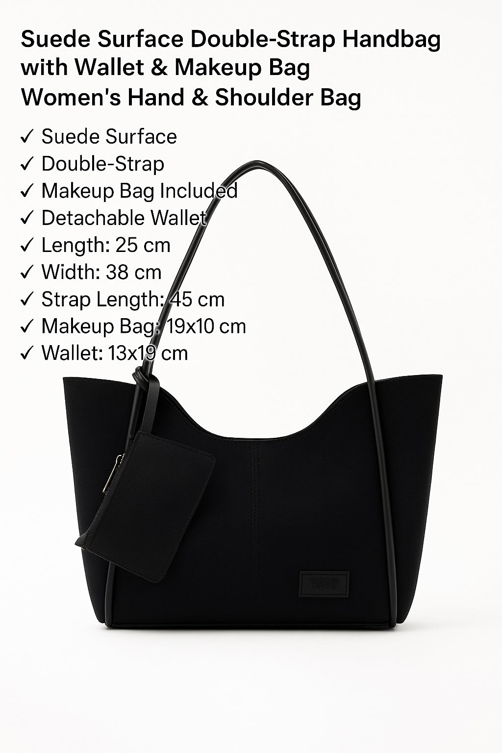 Black Suede Hand And Shoulder Bag