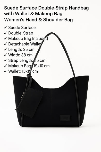 Black Suede Hand And Shoulder Bag