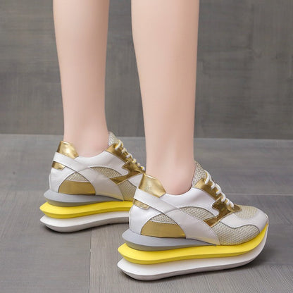 Thick-soled and 6cm Taller Casual Shoes with All-match Lace-up