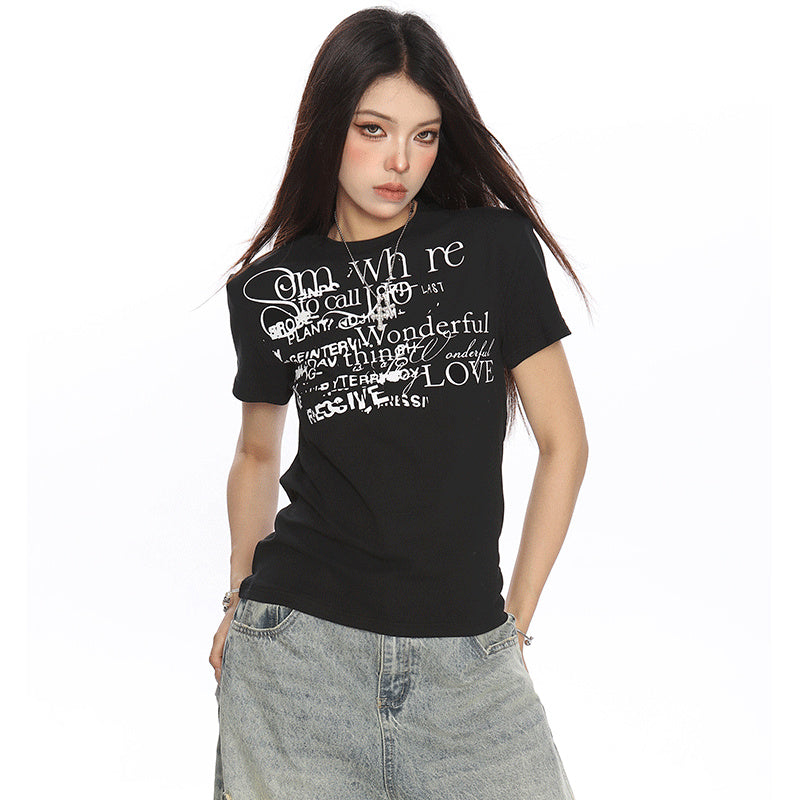 Female Casual American Retro Shoulder Short Sleeved Shirt