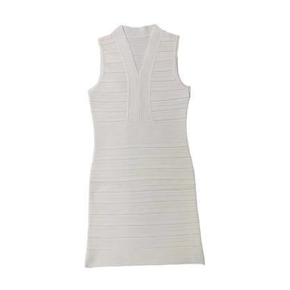 Womens Sexy V-Neck Sleeveless Knitted Dress