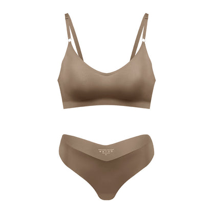 Plus Size V-neck Underwear Suit Women's No Steel Ring Seamless