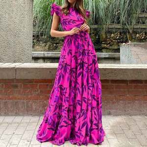 Womens Fashionable Printed Ruffled Flared Skirt