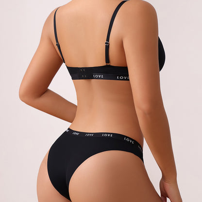 Letter Seamless Ice Silk Nude Feel Underwear Underwear Suit Without Steel Ring