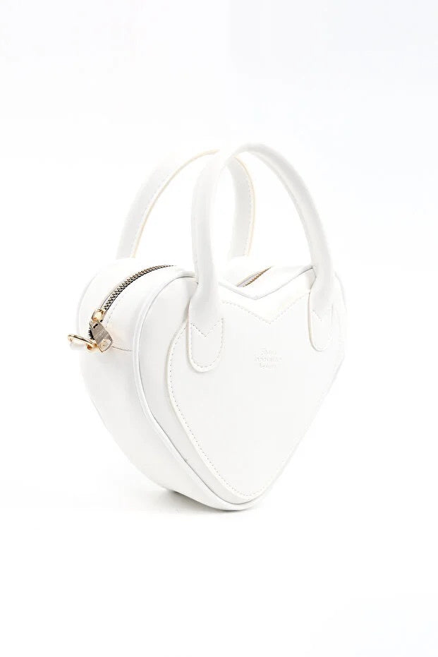 White Heart Faux Leather Bag