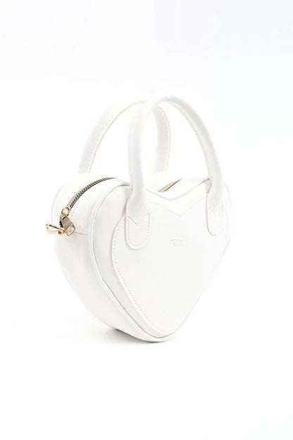 White Heart Faux Leather Bag