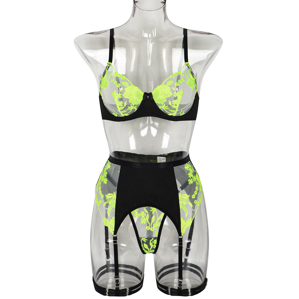 Embroidery Contrast Color Underwear Suit