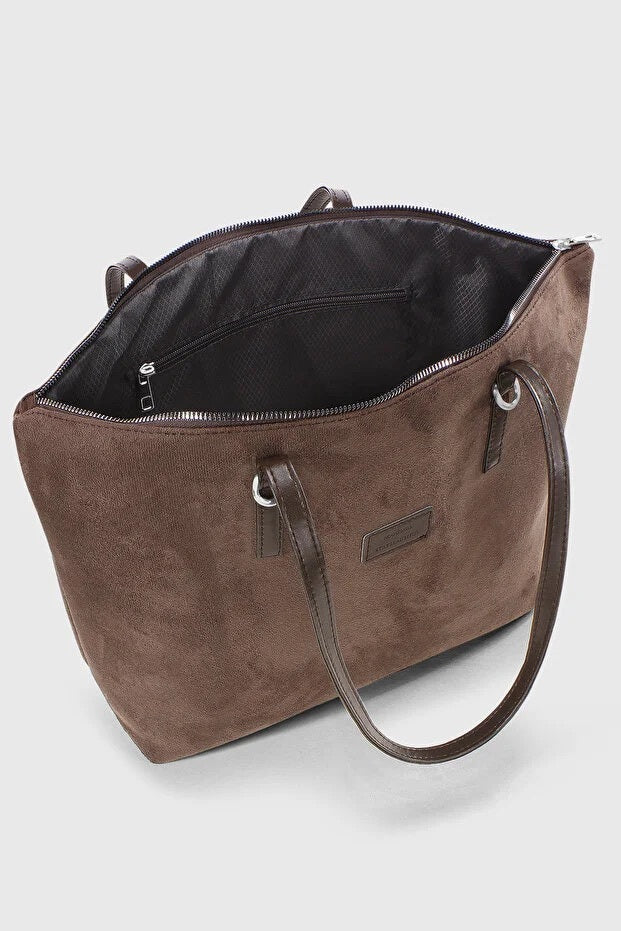 Brown Suede Shopper Bag