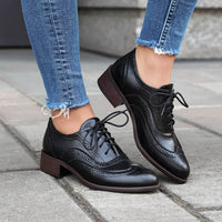 Color Matching Pumps Round Head Shallow Mouth Front Lace-up Women's Chunky Heels