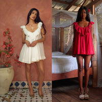V Neck Loose Fitting Solid Color Cotton Nightgown With Lace For Women